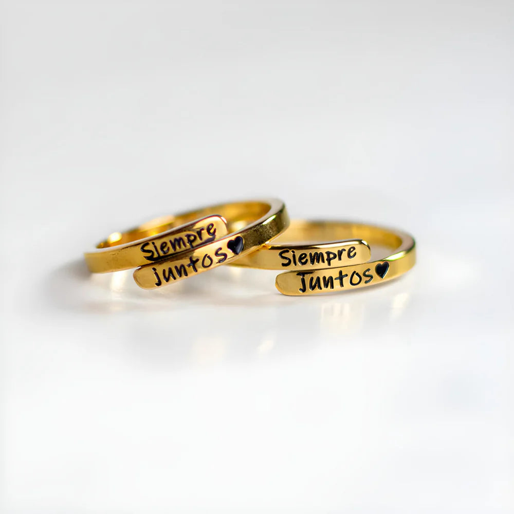 SIEMPRE JUNTAS Pack Anillos + Tarjeta Personalizada