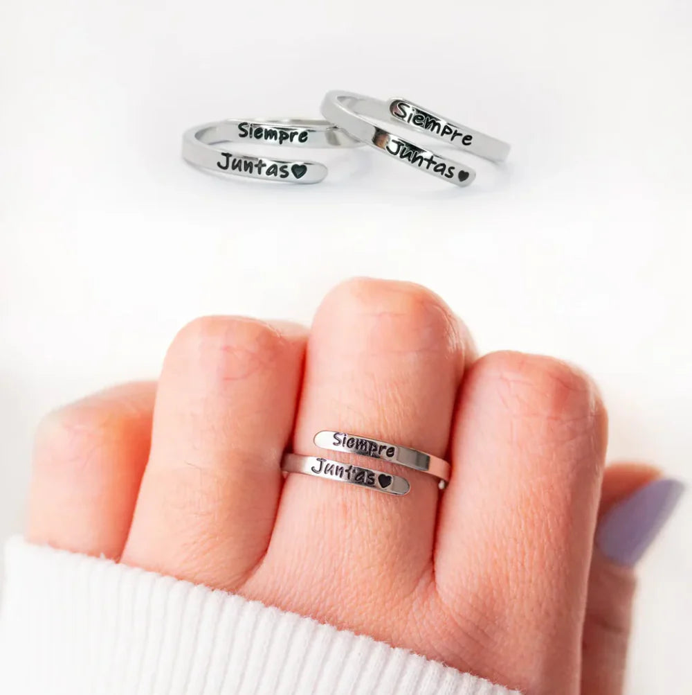 SIEMPRE JUNTAS Pack Anillos + Tarjeta Personalizada